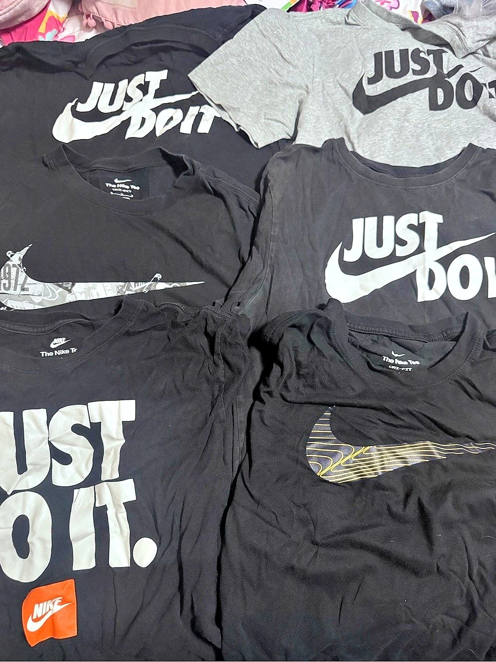 Nike Just Do It Dri-FIT T-Shirt Bundle Graphic Tees Black & Gray 6 pairs